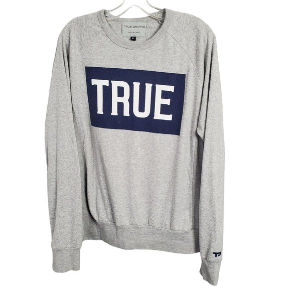 True Driving Mens XL Shirt Pullover Long Sleeve Lined Ribbed NYC Streetwear Gray - Picture 2 of 8